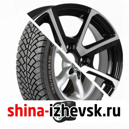 Колесо в сборе BF Goodrich G Force Stud 195/60 R15 Q 92 + NEO 538 6xR15 4×114.3 ET45 DIA56.6 Глянцевый черный с полированной лицевой частью в Ижевске